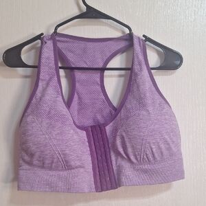Front-Closure Purple Racerback Sports Bra - Supportive Low-to-Medium Impact